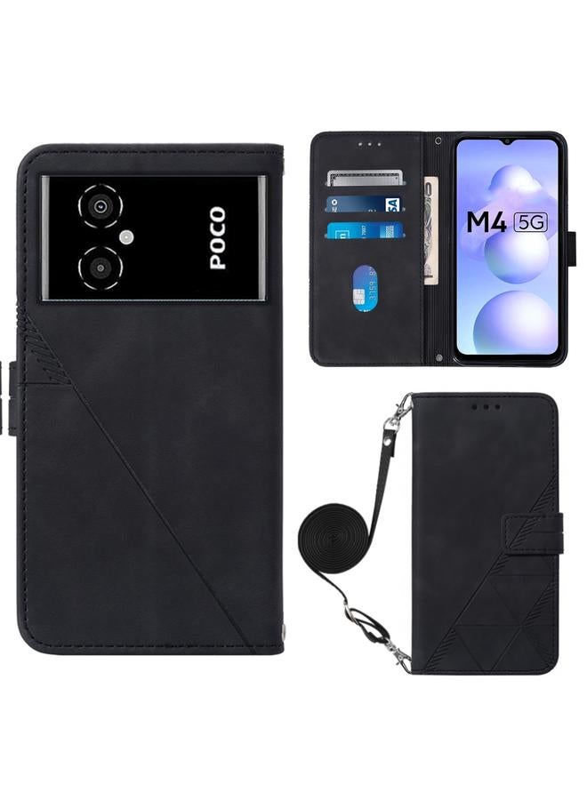 Case For Xiaomi Poco M4 5G Crossbody 3D Embossed Flip Leather Phone Case