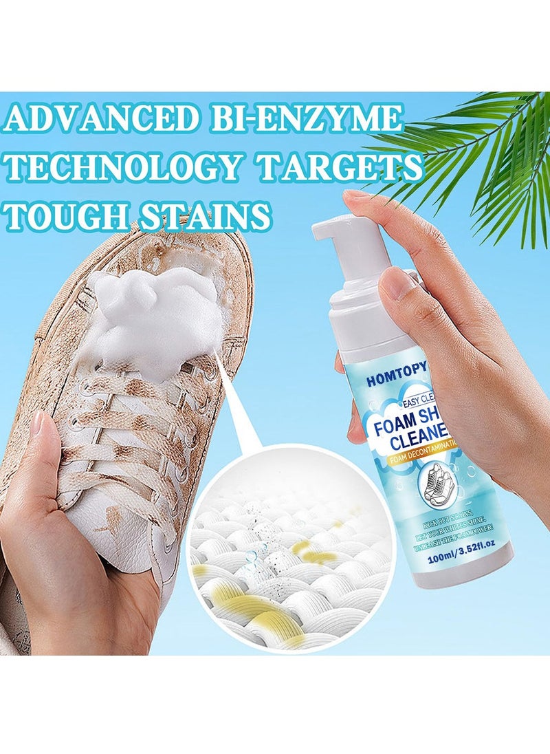 HOMTOPY - 100ml Foam Shoe Cleaner for Non-washing Decontamination and Whitening of Sports Shoe Sneakers White Shoes Microfiber Shoe and Cloth Shoes Cleaning - Image 1
