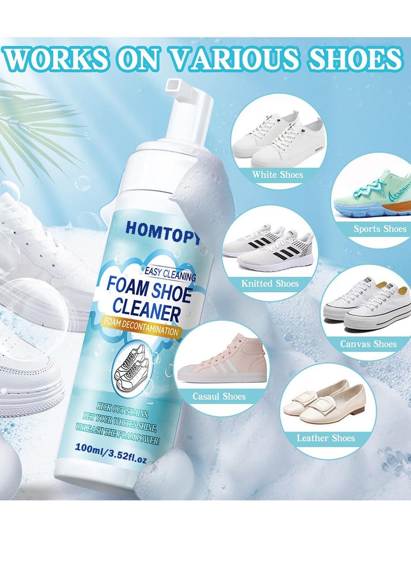 HOMTOPY - 100ml Foam Shoe Cleaner for Non-washing Decontamination and Whitening of Sports Shoe Sneakers White Shoes Microfiber Shoe and Cloth Shoes Cleaning - Image 1