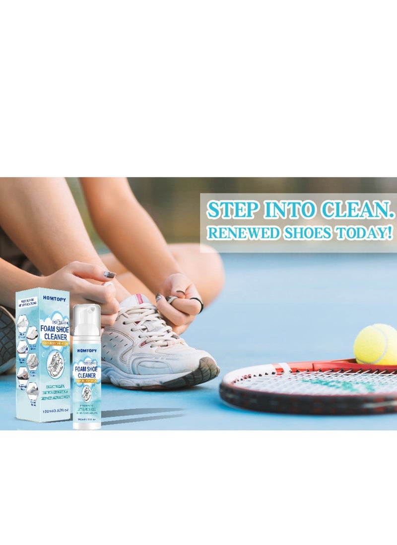 HOMTOPY - 100ml Foam Shoe Cleaner for Non-washing Decontamination and Whitening of Sports Shoe Sneakers White Shoes Microfiber Shoe and Cloth Shoes Cleaning - Image 1