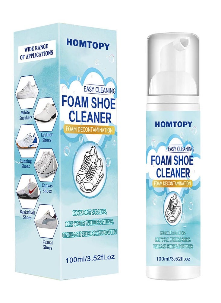 HOMTOPY - 100ml Foam Shoe Cleaner for Non-washing Decontamination and Whitening of Sports Shoe Sneakers White Shoes Microfiber Shoe and Cloth Shoes Cleaning - Image 1