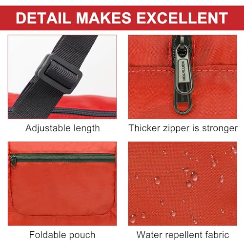 HOLYLUCK Foldable Travel Duffel Bag For Women & Men Luggage Great for Gym (Red) - Image 4