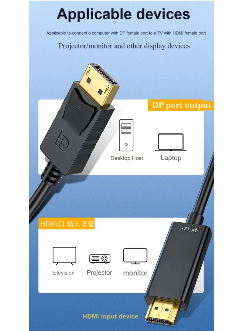 DisplayPort to HDMI Cable 1.8M – DP to HDMI 4K Video Cable for Laptops, Desktops, Monitors, Projectors, HDTV – Supports 4K@30Hz, Full HD 1080P, Audio & Video Sync, Gold-Plated, Durable PVC - Image 4
