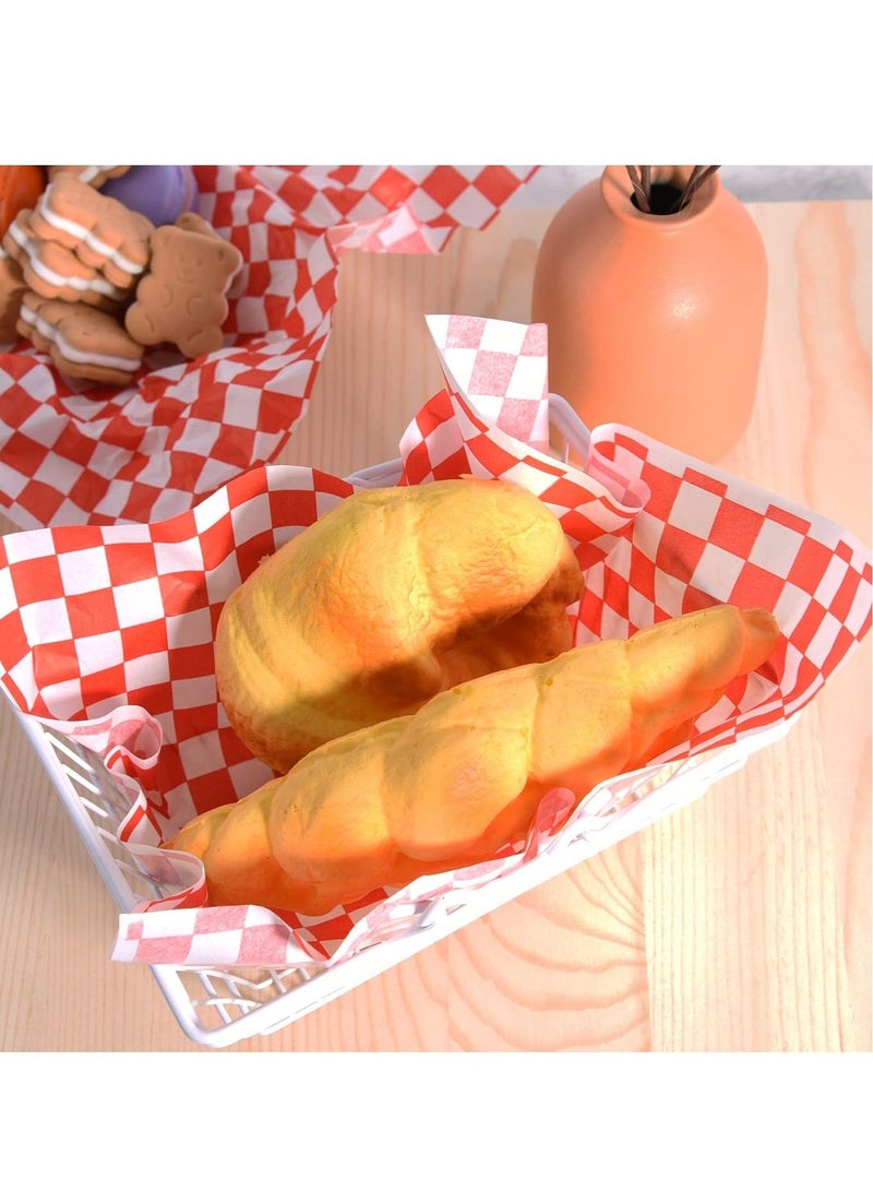Excefore 100 Sheets Checkered Dry Waxed Deli Paper Food Wrap Paper Cake Wrappers Grease-Resistant Deli Sandwich Wrap Paper Waterproof Wax Wrapping Paper for Hamburger/Pizza/Bread/Meat (11.02x10.23Inch) - Image 3