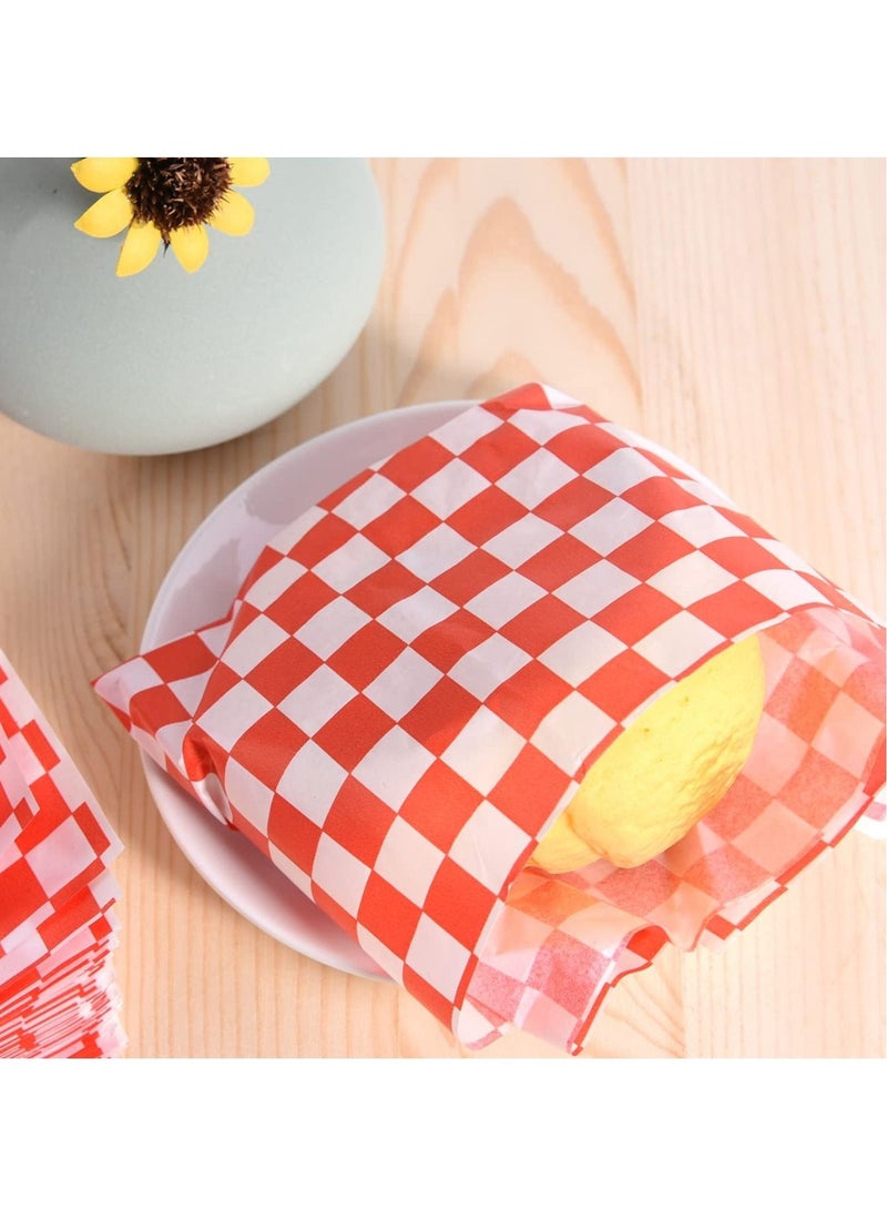 Excefore 100 Sheets Checkered Dry Waxed Deli Paper Food Wrap Paper Cake Wrappers Grease-Resistant Deli Sandwich Wrap Paper Waterproof Wax Wrapping Paper for Hamburger/Pizza/Bread/Meat (11.02x10.23Inch) - Image 5