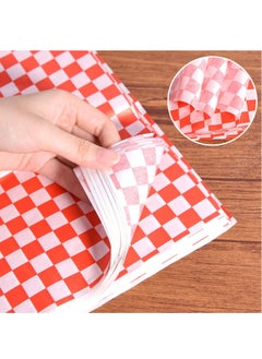 Excefore 100 Sheets Checkered Dry Waxed Deli Paper Food Wrap Paper Cake Wrappers Grease-Resistant Deli Sandwich Wrap Paper Waterproof Wax Wrapping Paper for Hamburger/Pizza/Bread/Meat (11.02x10.23Inch)  - Image 2