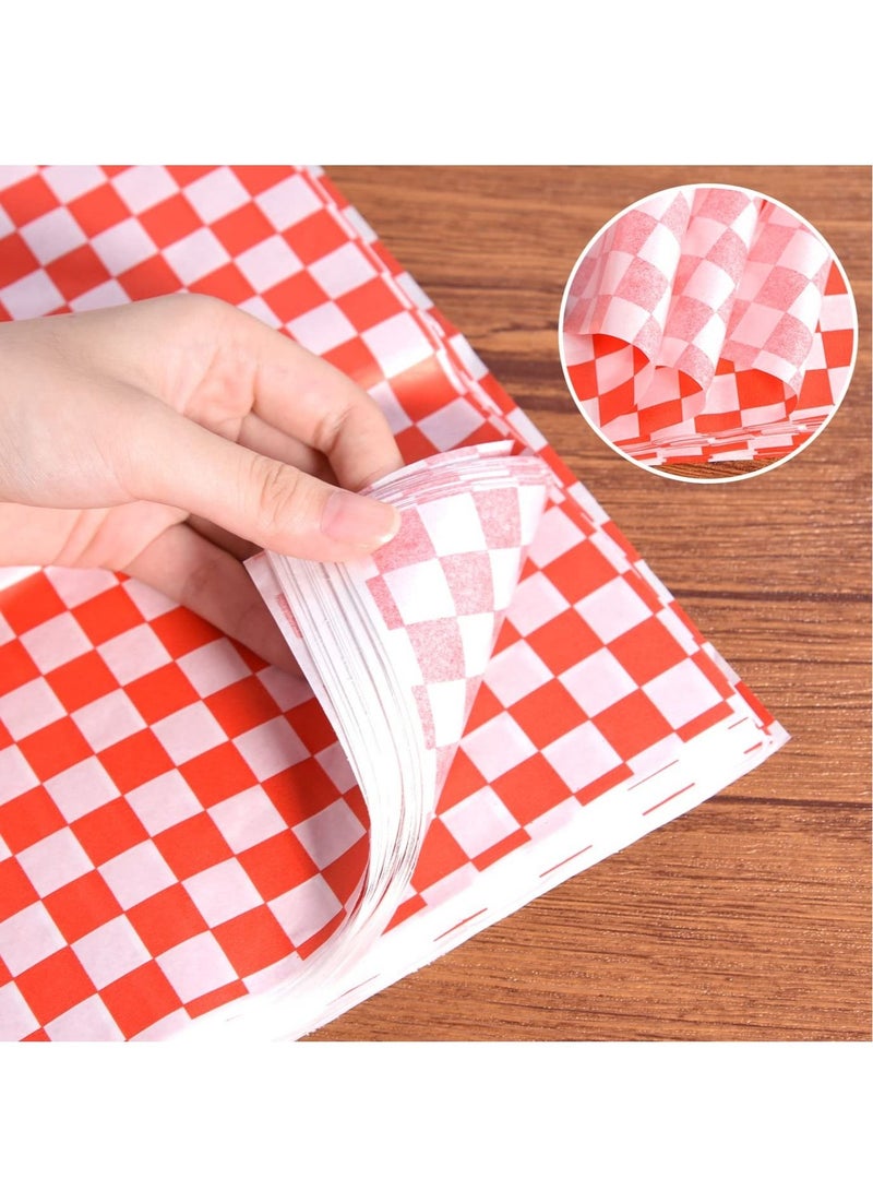 Excefore 100 Sheets Checkered Dry Waxed Deli Paper Food Wrap Paper Cake Wrappers Grease-Resistant Deli Sandwich Wrap Paper Waterproof Wax Wrapping Paper for Hamburger/Pizza/Bread/Meat (11.02x10.23Inch) - Image 2