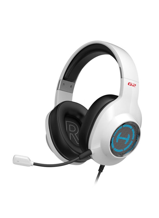 EDIFIER سماعة الألعاب الاحترافية Edifier Hecate G2 إصدار USB 7.1، سماعات أذن E-Sports، سماعة كمبيوتر فوق الأذن للدروس عبر الإنترنت والمكتب، مع ميكروفون، تحكم سلكي، أبيض - Image 5