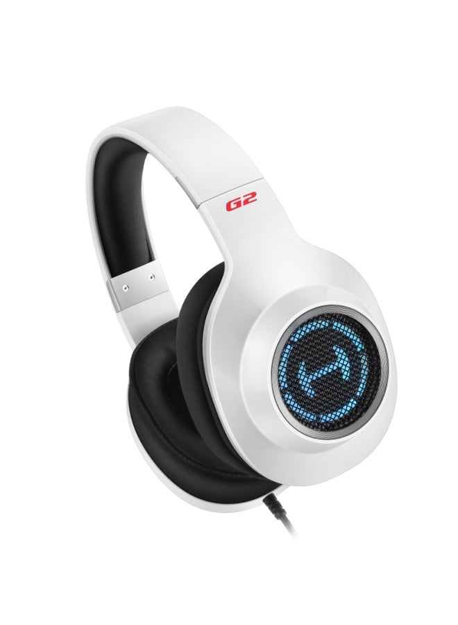 EDIFIER سماعة الألعاب الاحترافية Edifier Hecate G2 إصدار USB 7.1، سماعات أذن E-Sports، سماعة كمبيوتر فوق الأذن للدروس عبر الإنترنت والمكتب، مع ميكروفون، تحكم سلكي، أبيض - Image 2