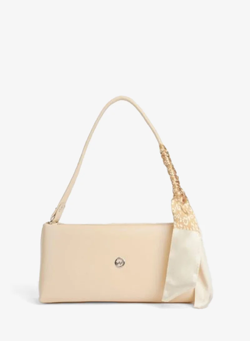 Women's Elegant Soft Yellow Scarf Gift Faux Leather Bagel Zipper Closure Hand and Shoulder Bag.