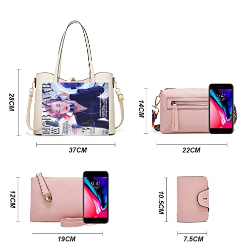 YTL Women Fashion Handbags Wallet Tote Bag Shoulder Bag Top Handle Satchel Purse Set 4pcs - Image 5