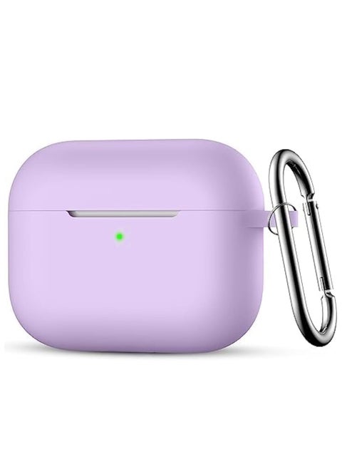 ملحقات حماية من السيليكون مع سلسلة مفاتيح متوافقة مع Apple AirPod الجيل الثالث 2021 للنساء والرجال والفتيات والأولاد، إضاءة أمامية LED مرئية (أرجواني)