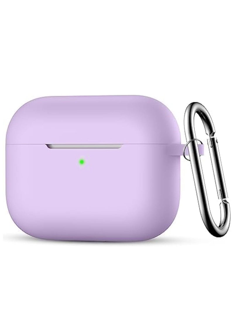 ملحقات حماية من السيليكون مع سلسلة مفاتيح متوافقة مع Apple AirPod الجيل الثالث 2021 للنساء والرجال والفتيات والأولاد، إضاءة أمامية LED مرئية (أرجواني)