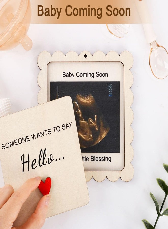 Mlatnod Pregnancy Announcement Box for Grandparents with Sign - Baby Coming Soon Gift, Holds 3x4 Ultrasound Photo, Surprise Reveal Keepsake for Parents (Scalloped)(Modern, Wood color, 3X4) - Image 2