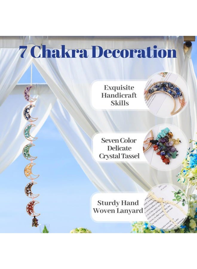 Dreamocean 7 Chakra Healing Crystals Hanging Ornament，Handmade Tree of Life Chakra Stones Moon Natrual Gemstones Wall Hanging Ornaments for Home Decor Yoga Meditation(7 Moon Crystal Tree) - Image 4