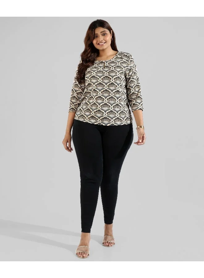 انستافاب بلس توب نسائي مطبوع بتصميم جرافيك كاجوال