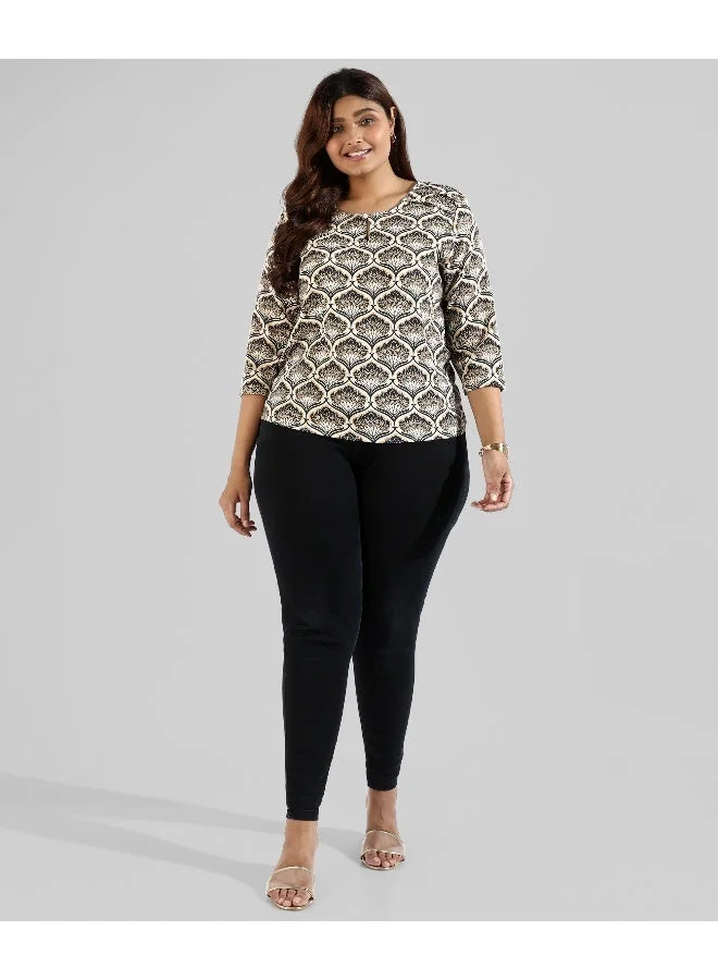 انستافاب بلس توب نسائي مطبوع بتصميم جرافيك كاجوال