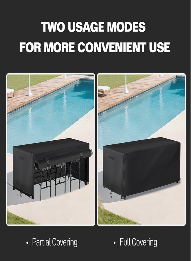 SUNICO 7 Piece Outdoor Bar Height Dining Set Cover with Split Zipper, Heavy Duty 600D Oxford Fabric Outdoor Bar Cover for 6 Person 76'' Long Outdoor Wicker Bar Height Dining Set, 76"L x 34"W x 42"H - Image 2