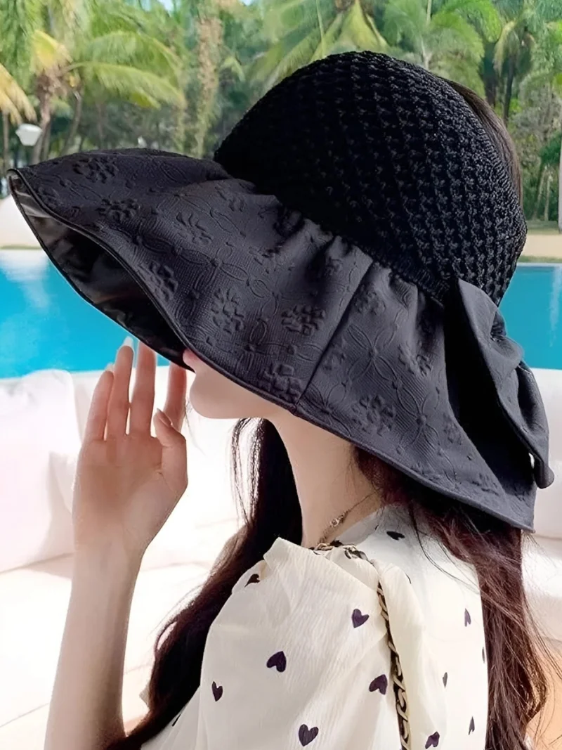 تيزجيلسين Women's Wide Brim UV Protection Bow Foldable Hat