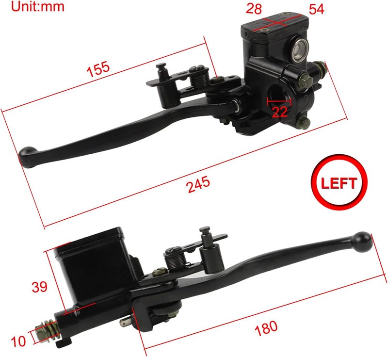 FLYPIG 7/8" Left Hydraulic Brake Master Cylinder for Motorcycle Kids ATV Quad Moped Pit Dirt Bike 50cc 70cc 90cc 110cc 125cc 150cc 22mm Handlebar - Image 2