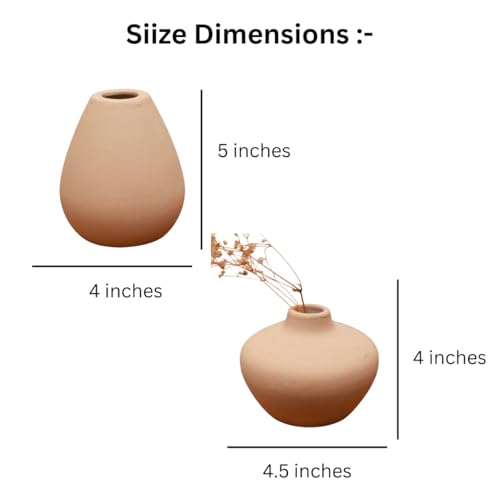 Craftribal Handmade Ceramic Decorative Brown Flower Bud Vases Set of 2| Minimalist Matte Finish, Modern Home Dcor Accent for Living Room, Flowers, Bedroom, Office & Gifting - Image 4