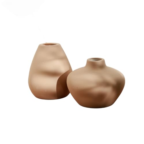 Craftribal Handmade Ceramic Decorative Brown Flower Bud Vases Set of 2| Minimalist Matte Finish, Modern Home Dcor Accent for Living Room, Flowers, Bedroom, Office & Gifting - Image 5