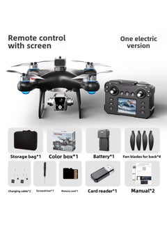 KY102 Brushless Unmanned Aerial Vehicle Screen-controlled Electronic Control Aerial Photography Quadcopter Optical Flow Obstacle Avoidance Remote Control Aircraft-Color:Black -1 Electric Version