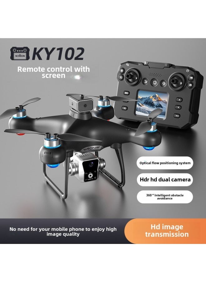 Generic - KY102 Brushless Unmanned Aerial Vehicle Screen-controlled Electronic Control Aerial Photography Quadcopter Optical Flow Obstacle Avoidance Remote Control Aircraft-Color:Black -1 Electric Version - Image 1