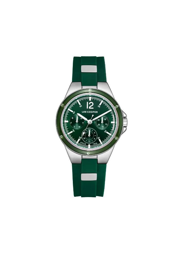 Lee Cooper Lee Cooper LC08099.377 Women's Multi Function Display Watch & Silicone Strap Dark Green