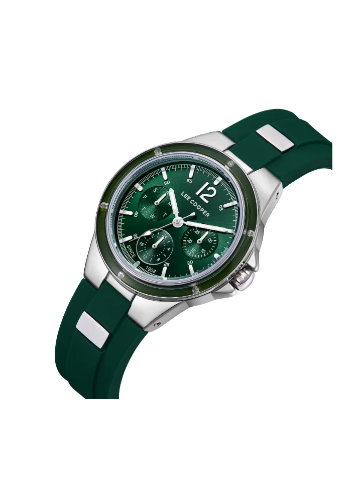 Lee Cooper Lee Cooper LC08099.377 Women's Multi Function Display Watch & Silicone Strap Dark Green