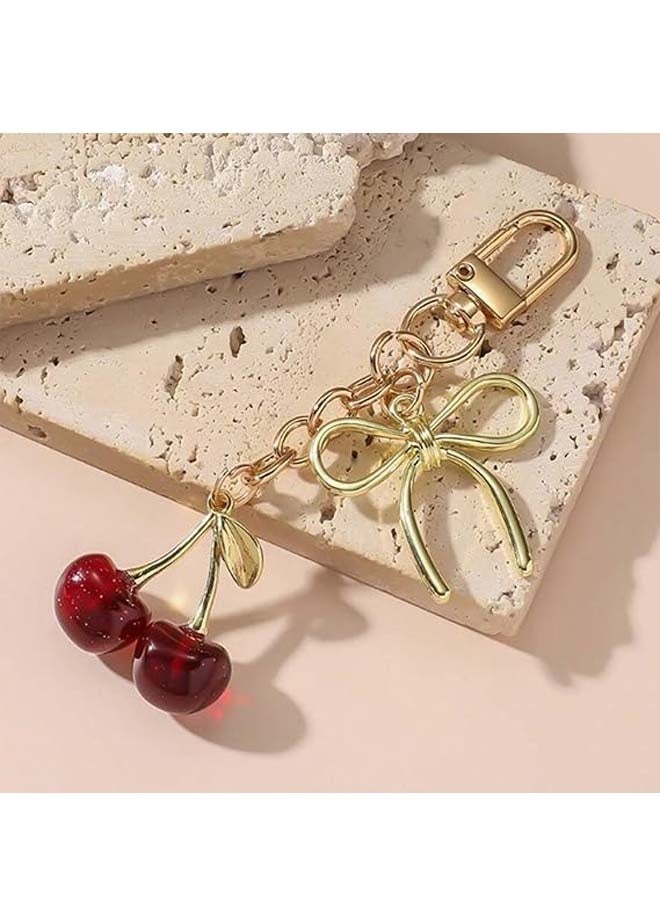 2PCS Cherry Keychain cherry Bag Charm Keychain Accessories Gifts for Women Purse Bag Charms Extender Chain for Handbags - Image 3