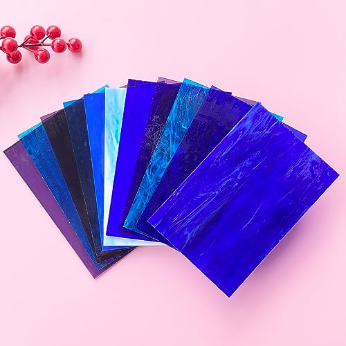 ILLUCKAI 12 Sheets Fusible Stained Glass Sheet COE 96, 4 x 6 inch Fused Glass Supplies Blue and Purple Selection, Glass Fusing Supplies for Fused Glass Crafts Stained Glass Projects and Mosaics - Image 3
