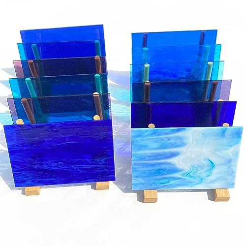 ILLUCKAI 12 Sheets Fusible Stained Glass Sheet COE 96, 4 x 6 inch Fused Glass Supplies Blue and Purple Selection, Glass Fusing Supplies for Fused Glass Crafts Stained Glass Projects and Mosaics - Image 5