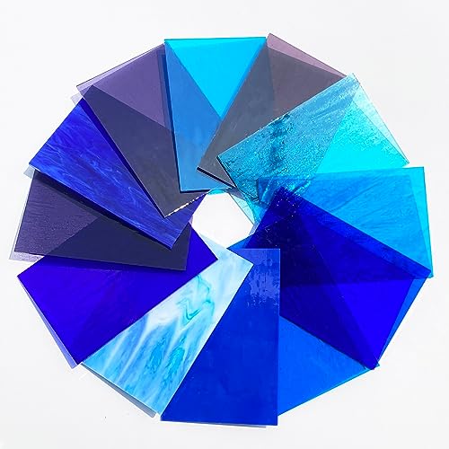 ILLUCKAI 12 Sheets Fusible Stained Glass Sheet COE 96, 4 x 6 inch Fused Glass Supplies Blue and Purple Selection, Glass Fusing Supplies for Fused Glass Crafts Stained Glass Projects and Mosaics - Image 4