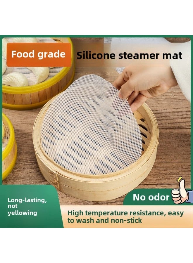 Steamer Pad Silicone Pad Food Grade Non-stick Steamer Cloth Steamed Buns Steamed Buns Round Steamed Cloth Cage Cloth Cage Drawer Cloth Steamer-Size:24cm [10 Pieces] - Image 1