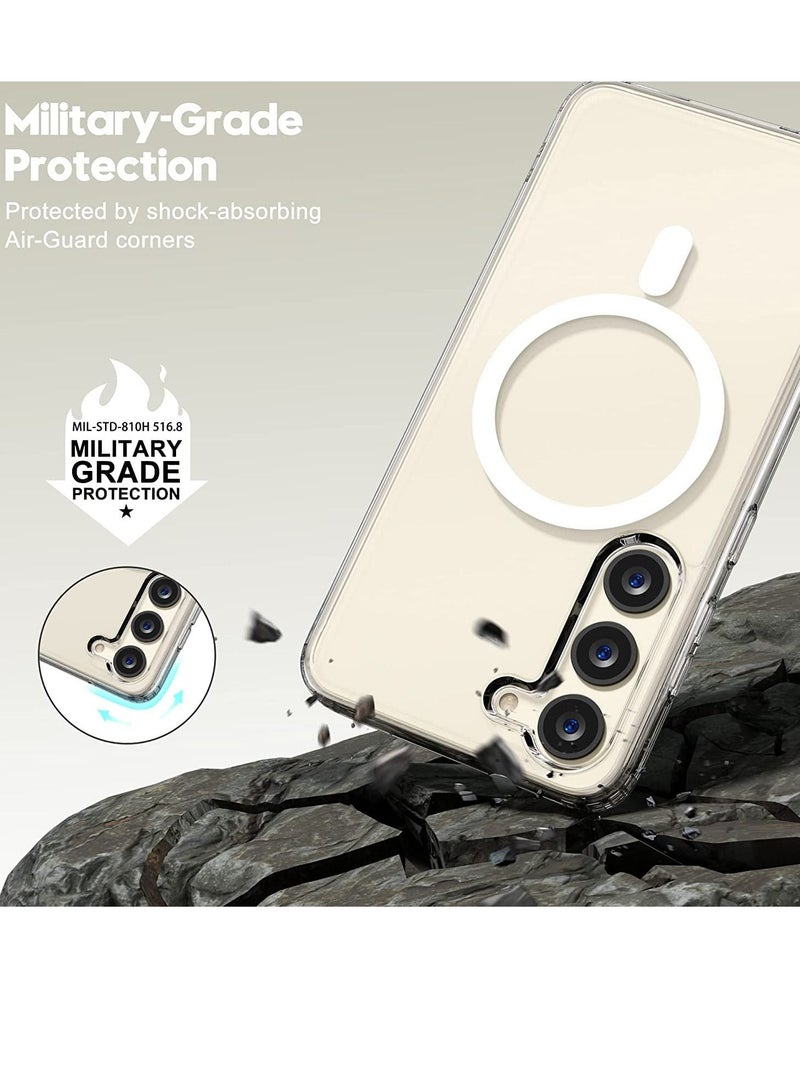 غطاء متوافق مع سامسونج جالكسي S23 بلس، جراب شفاف مغناطيسي [يدعم شاحن ماج سيف] جراب لطيف للرجال والنساء، ظهر صلب مقاوم للصدمات - Image 3