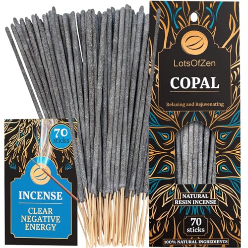 LOTS OF ZEN Copal Incense Sticks Smudge Kit 70 pcs  100 Pure Long Burning White Copal Resin Day of The Dead Incense from Mexico