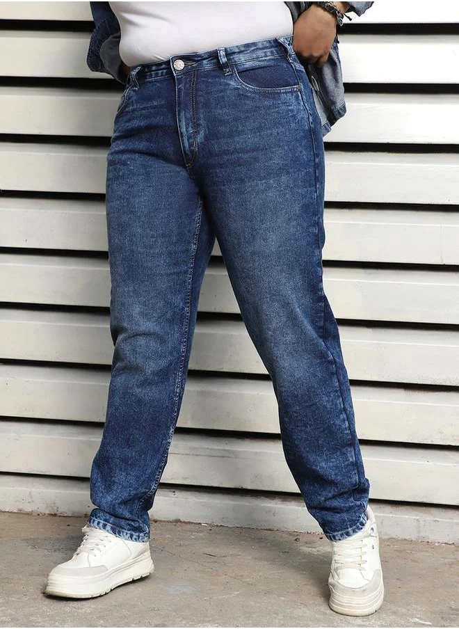 HIGH STAR Plus Size Slim Fit High Rise Clean Look Faded Jeans