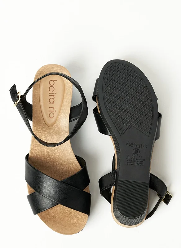 بيرا ريو Beira Rio Ladies Wedge Sandals Black | Made In Brazil