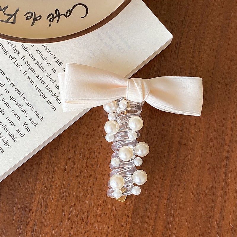 Elastic Hair Tie white bow bead telephone wire hair ring