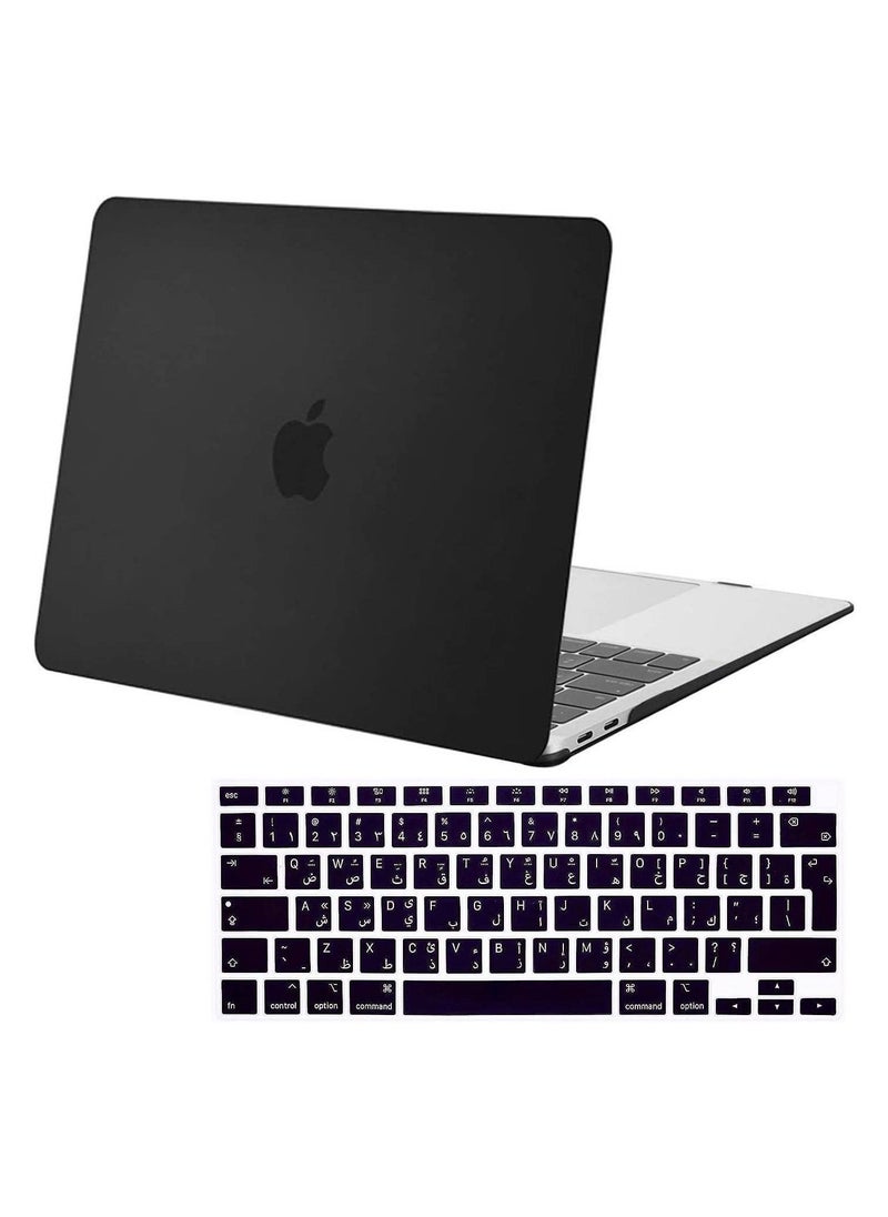 AMM - Hard Shell Case & UK Layout Arabic Keyboard Cover for MacBook Air 13-inch A2337 M1 A2179 Black - Image 1