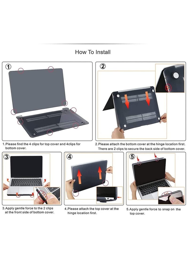 AMM - Hard Shell Case & UK Layout Arabic Keyboard Cover for MacBook Air 13-inch A2337 M1 A2179 Black - Image 1