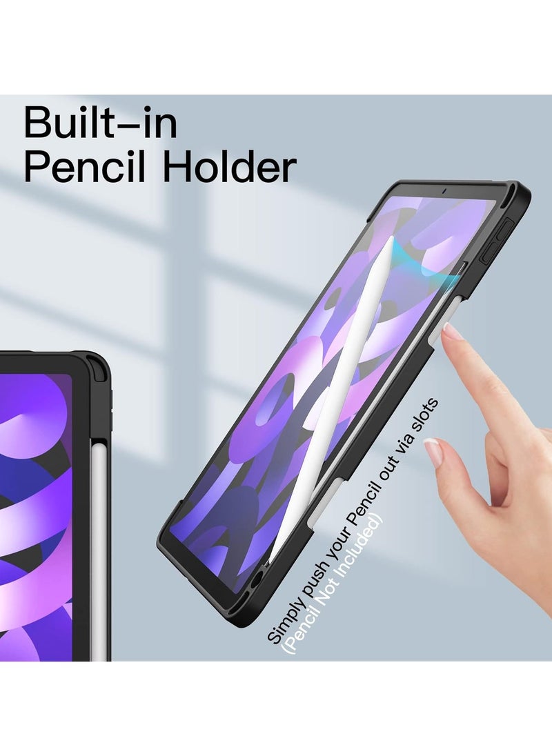 فلوينغ - غطاء حماية لجهاز iPad Air 6th 11-Inch M2 (2024) iPad Air4/Air5 10.9 inch (2020/2022) الجيل مع حامل قلم رصاص، [يدعم شحن قلم Apple وTouch ID] شفاف وخاصية الإيقاظ/النوم التلقائي - Image 1