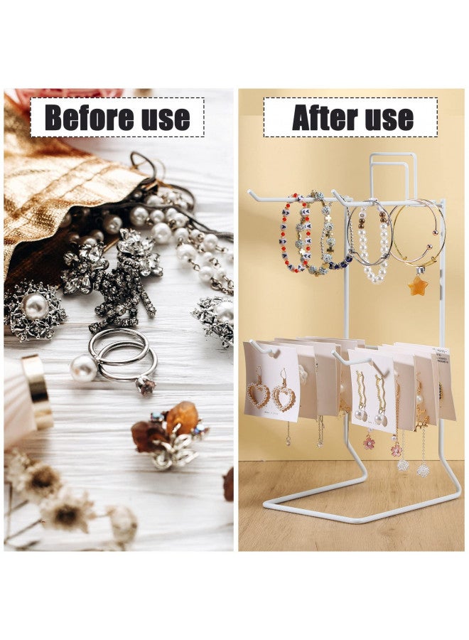Coume 2 Pcs Key Chain Counter Display Rack Table Top Keychain Display Stand 12 Inch Tall Retail Counter Display Rack for Necklaces, Keychains, Earrings, Home Retail Store Jewelry Organization (White) - Image 4