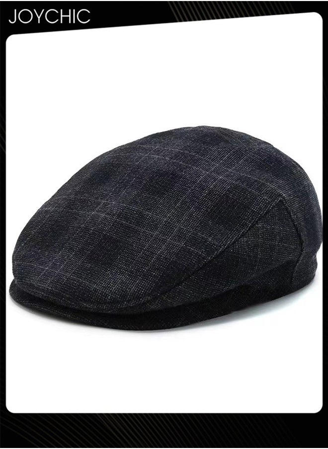 Joychic - Men's Classic Winter Warm Flat Cap Adjustable Irish Cabbie Gatsby Hat Newsboy Cap Outdoor Hunting Hat One Size Beret Cap Navy Blue - Image 1