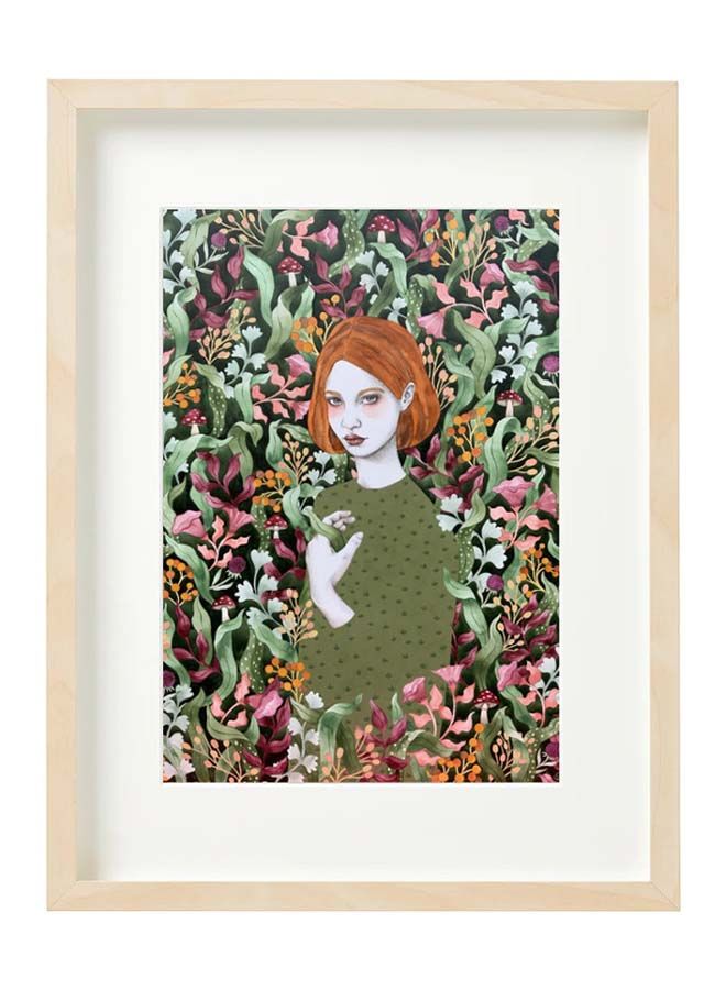 Boomah Accessories Abstract Female Floral Portrait Illustrations Poster With Frame 30x40 cm 