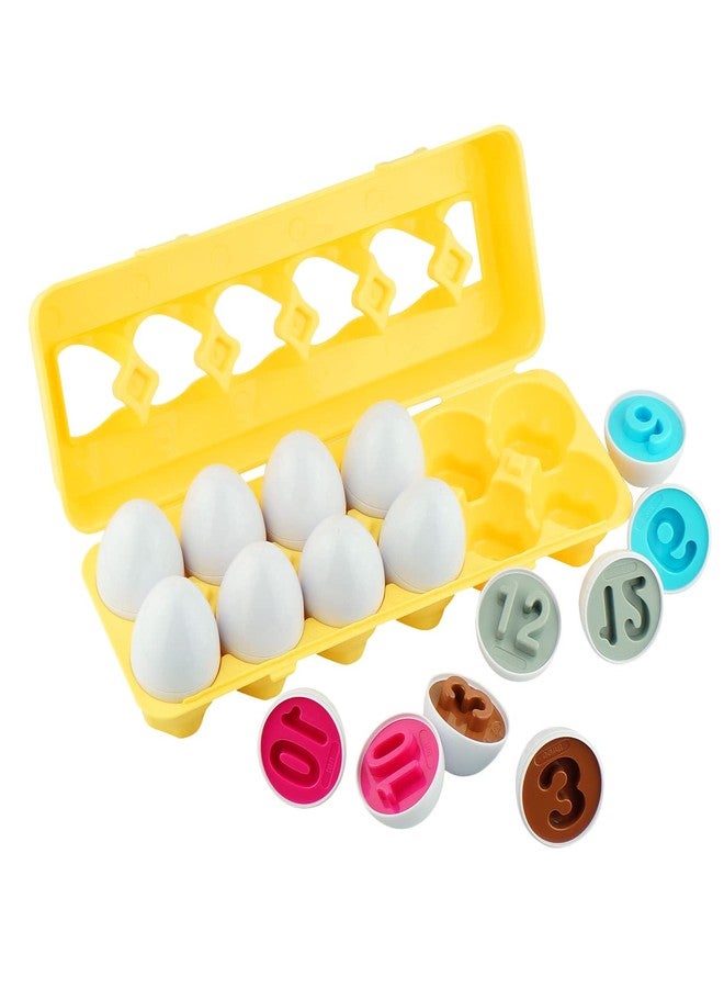 Dimple 12 Play Numbers Egg Matching Toy Play Matching Eggs Easter Toy w/Holder - Egg Toys for Toddlers STEM Egg Toys Colors & Shapes Recognition for Kids -Educational Color Sorting Toy - Image 1
