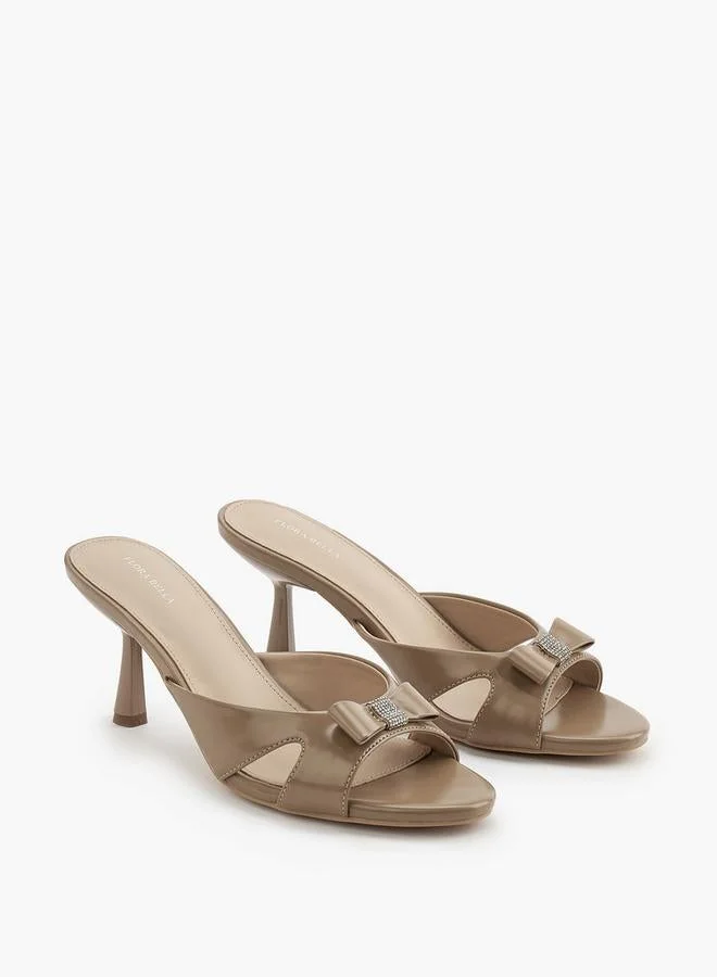 فلورا بيلا من شو إكسبرس Flora Bella Embellished Bow Slip-On Sandals With Flared Heel