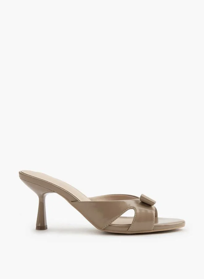 فلورا بيلا من شو إكسبرس Flora Bella Embellished Bow Slip-On Sandals With Flared Heel