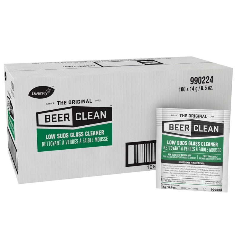 Diversey-990224 Beer Clean Low Suds Glass Cleaner (0.5-Ounce, 100-Pack) - Image 1